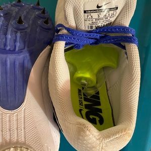 Nike track shoes white w/blue laces